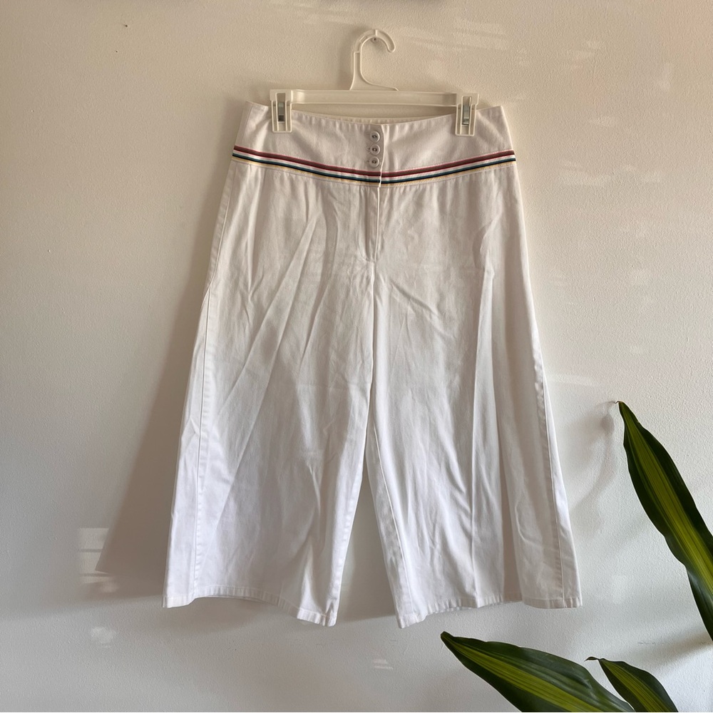 Barbara Lesser White Pants with Colorful Stripes